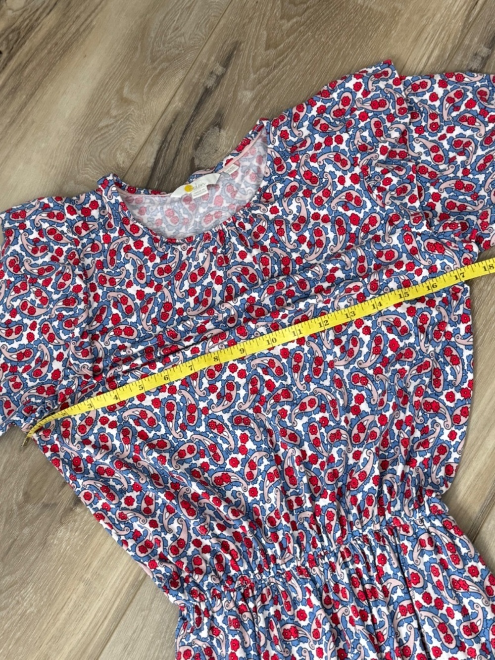 Boden Jersey Knit Midi Dress Ruffle Shoulder Paisley Floral All Over Print Sz 4 - Picture 12 of 16